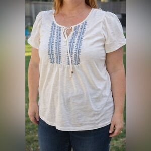 Como Blu Embroidered Peasant Blouse – Size S 🤍